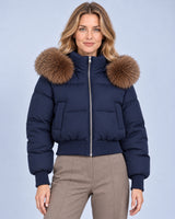 Women's Cropped Quilted Zip-Up Puffer Jacket