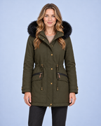 Ellis & Rowe Green hooded parka, clean-face front hero