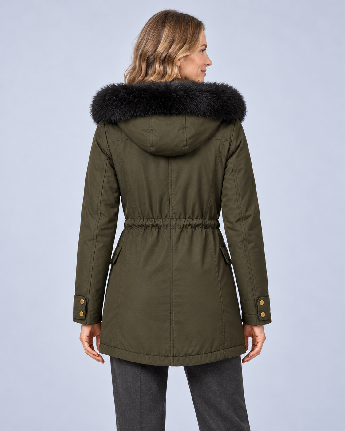 Ellis & Rowe Green hooded parka, rear