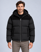 Ellis & Rowe Black hooded puffer jacket, source view 1