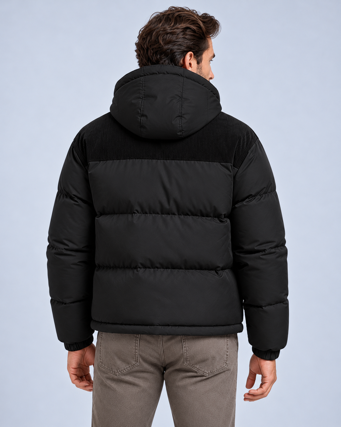 Ellis & Rowe Black hooded puffer jacket, source view 2