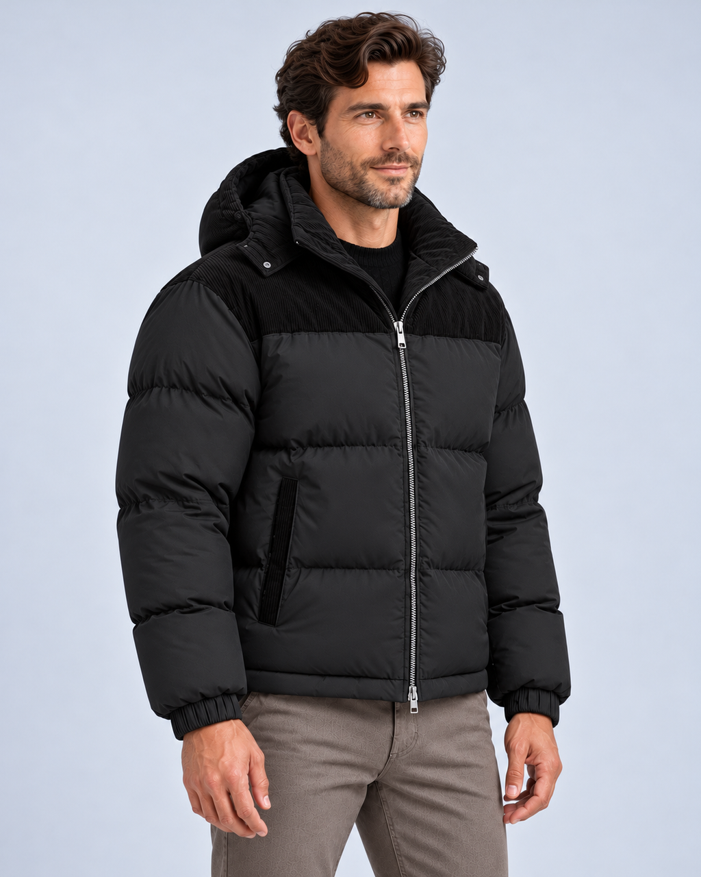 Ellis & Rowe Black hooded puffer jacket, source view 4