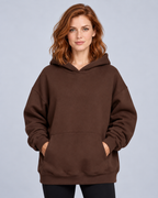 Ellis & Rowe oversized hoodie — Brown — studio view 1