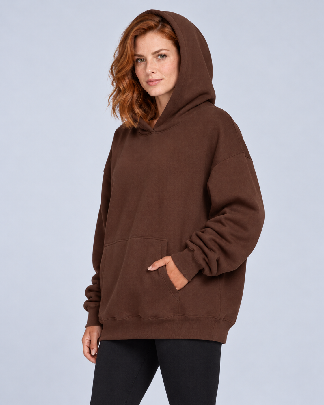 Ellis & Rowe oversized hoodie — Brown — studio view 2