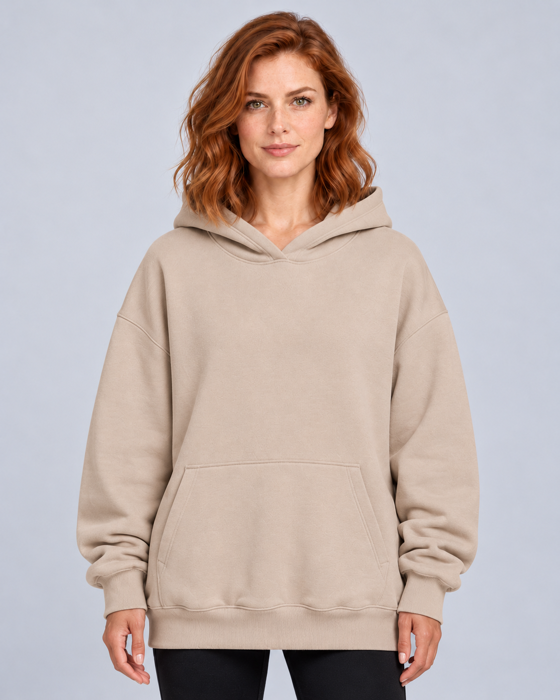 Ellis & Rowe oversized hoodie — Sand — studio view 5