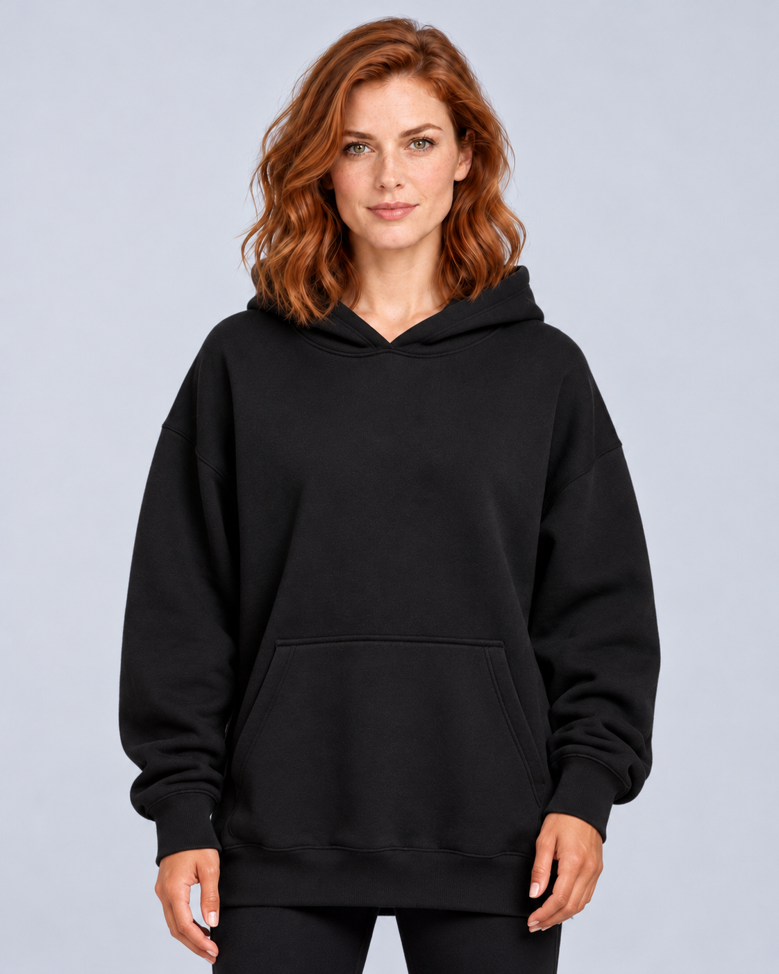 Ellis & Rowe oversized hoodie — Black — studio view 9
