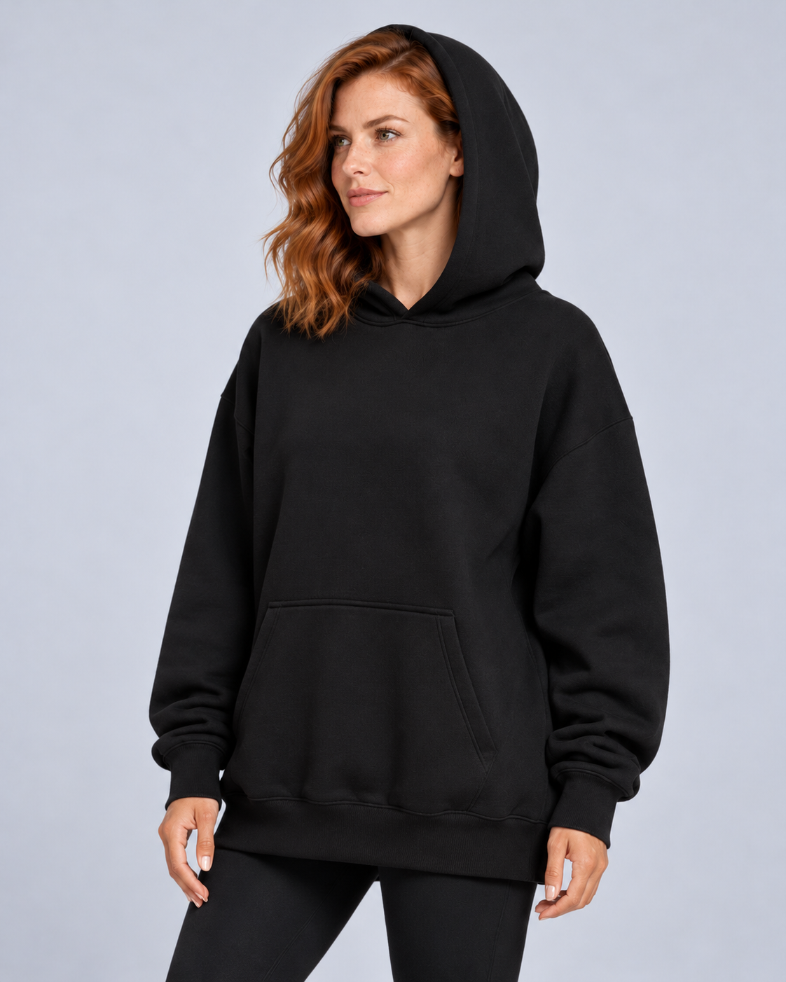 Ellis & Rowe oversized hoodie — Black — studio view 10