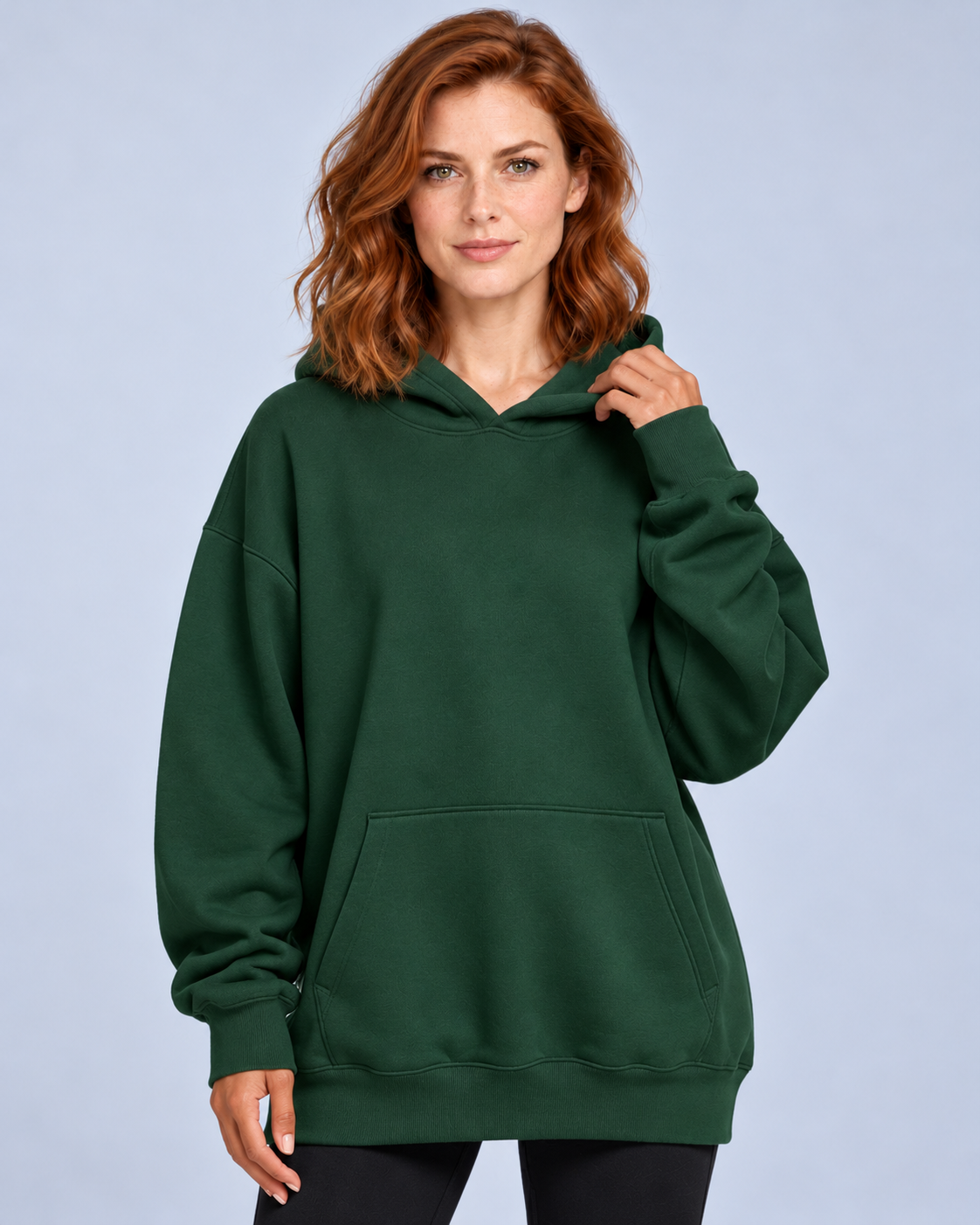 Ellis & Rowe oversized hoodie — Olive Green — studio view 12