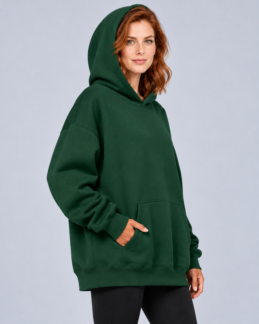 Ellis & Rowe oversized hoodie — Olive Green — studio view 13