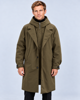 Men's Hooded Trench Coat with Notch Lapels