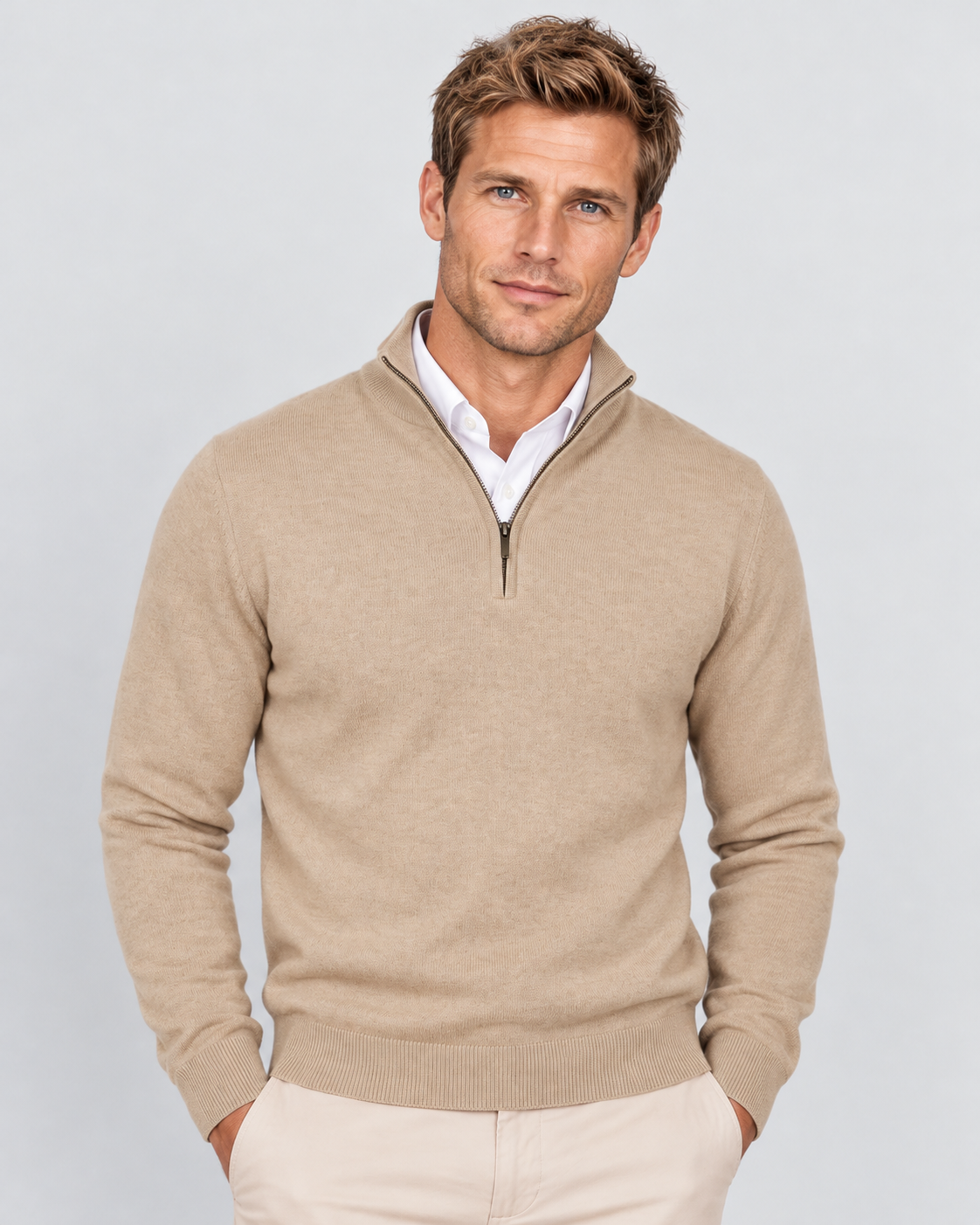 Ellis & Rowe beige garment front view