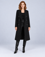 Women's Long Wool-Blend-Look Double-Breasted Casual Overcoat