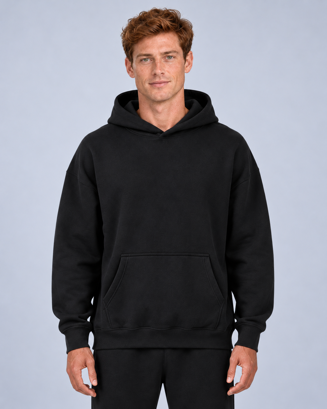 Men's Heavyweight Hoodie Co-Ord Loungeset, Black, studio view 2