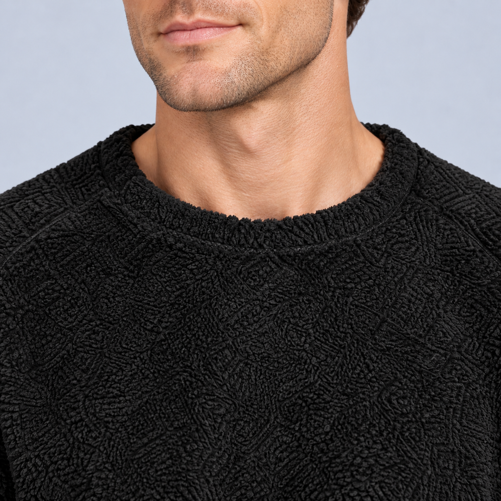 Men's Fleece Loungewear Set, Black, studio view 6
