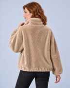 Women's Fleece Jacket, Khaki, studio view 10