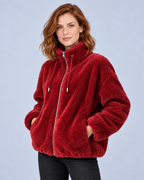 Women's Fleece Jacket, Red, studio view 13