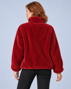 Women's Fleece Jacket, Red, studio view 14