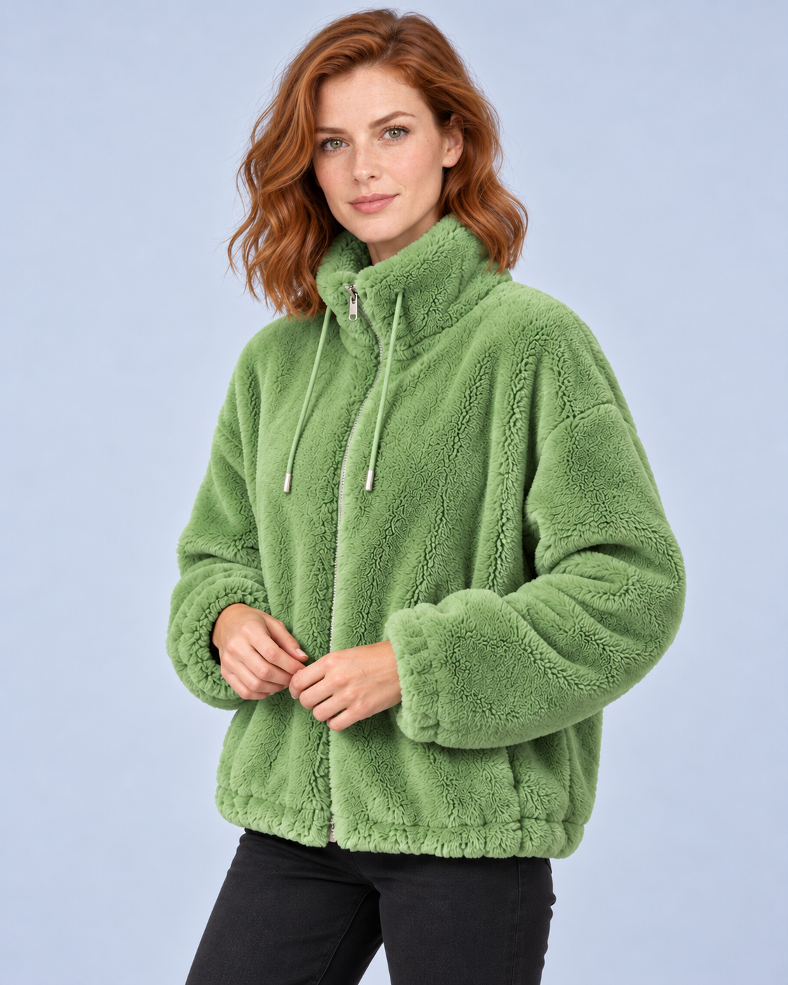 Women's Fleece Jacket, Green, studio view 16