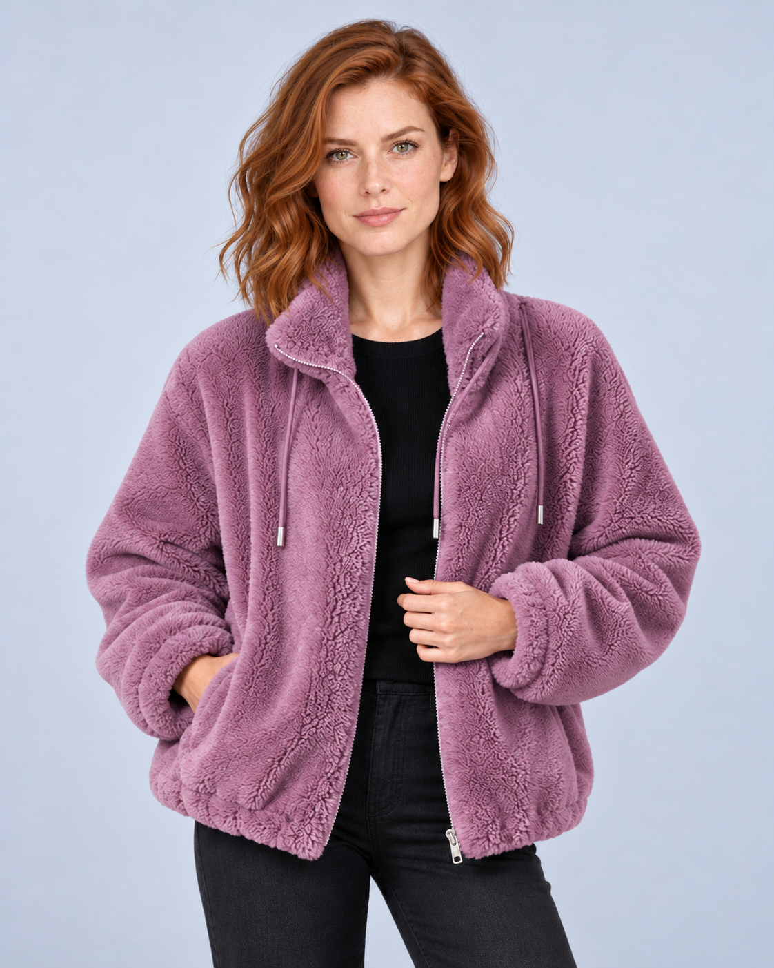 Women's Fleece Jacket, Purple, studio view 18