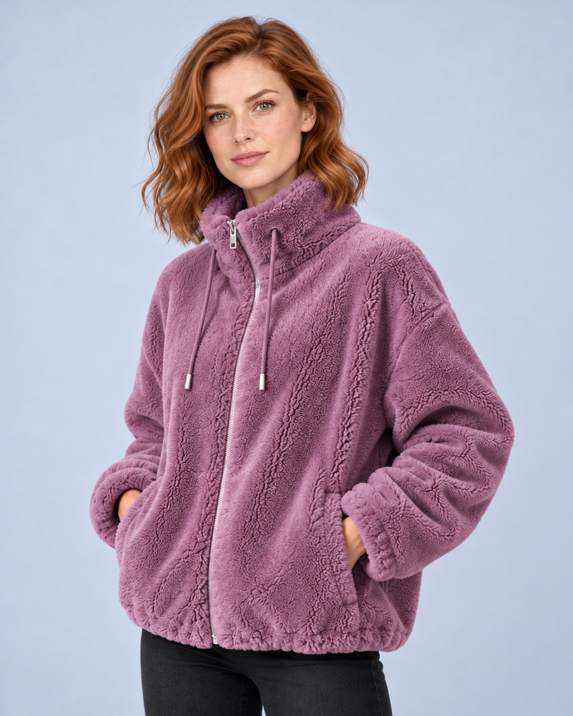 Women's Fleece Jacket, Purple, studio view 19