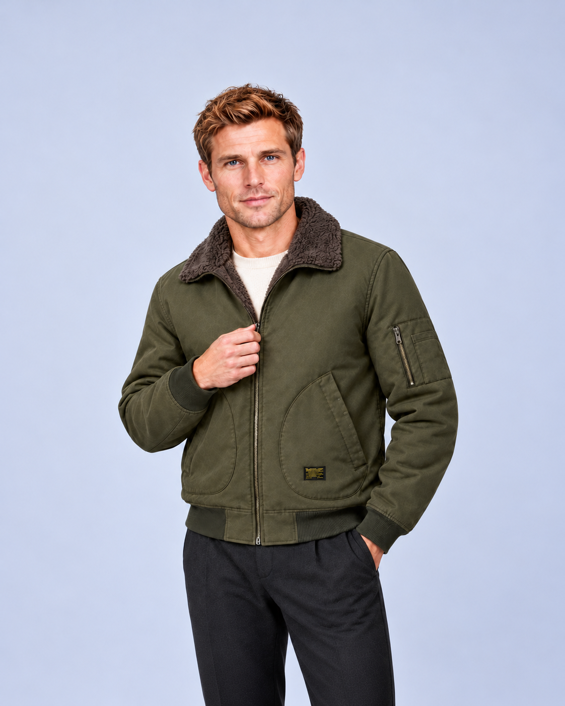 Ellis & Rowe own-model sherpa-lined jacket studio view 04