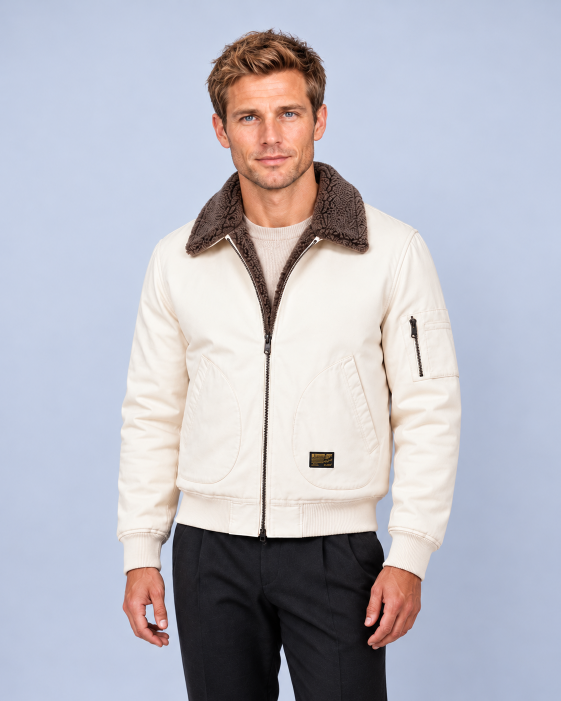 Ellis & Rowe own-model sherpa-lined jacket studio view 11