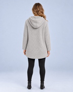 Ellis & Rowe women's plush hooded tunic, Grey, back studio view