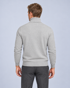 Ellis & Rowe Grey turtleneck sweater, back, studio photograph