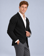 Ellis & Rowe Black knit blazer, 12-black-three-quarter, soft studio photograph