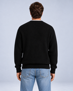 Ellis & Rowe Black zip knit cardigan, 13-black-rear, ER-M05 studio photograph