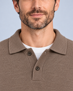 Ellis & Rowe Brown collared pullover, collar-detail, soft studio photograph