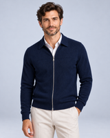 Men's Full Zip Knit Jumper Classic Collared Style