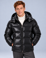 Men's Puffer Jacket Removable Hood Insulated Winter Black