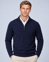 Men's Quarter-Zip Knitted-Look Sweater with Stand Collar