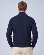 Ellis & Rowe Blue quarter-zip sweater, blue rear, ER-M04 studio photograph