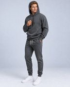 Ellis & Rowe Dark Grey hoodie and jogger set, hood soft studio photograph