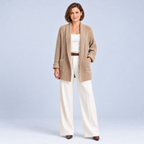 Ellis & Rowe Brown open front knit cardigan, ER-W06 studio view 05