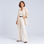 Ellis & Rowe Beige open front knit cardigan, ER-W06 studio view 07