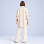 Ellis & Rowe Beige open front knit cardigan, ER-W06 studio view 08