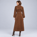 Ellis & Rowe Brown suede effect trench coat, ER-W06 studio view 03