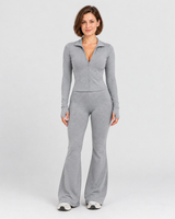 Women's Co-Ord Set Ribbed Zip Top Flared Trousers