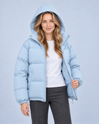 Ellis & Rowe puffer jacket in Baby blue, open front view, ER-W04