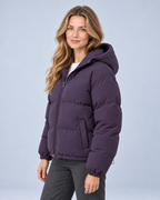 Ellis & Rowe own model ER-W04 — Unisex Hooded Cotton Puffer Jacket — Purple side