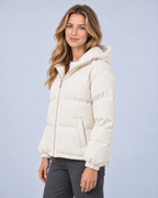 Ellis & Rowe own model ER-W04 — Unisex Hooded Cotton Puffer Jacket — Off-white side
